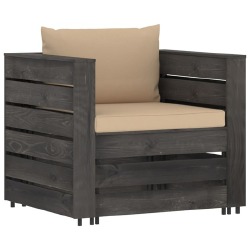 Sodo komplektas su pagalvėlėmis, 6 dalių, pilka spalva impregnuota mediena - Lauko baldų komplektai