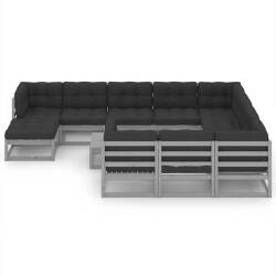 Sodo komplektas su pagalvėmis (12 dalių, pilkos sp.) - Lauko baldų komplektai