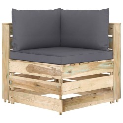 Sodo komplektas su pilkomis pagalvėlėmis, 6 dalių, impregnuota mediena - Lauko baldų komplektai