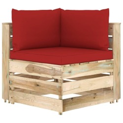 Sodo komplektas su raudonomis pagalvėlėmis, 6 dalių, impregnuota mediena - Lauko baldų komplektai