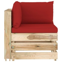Sodo komplektas su raudonomis pagalvėlėmis, 6 dalių, impregnuota mediena - Lauko baldų komplektai