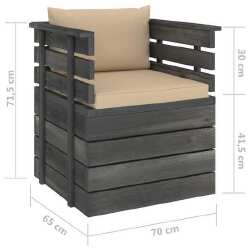 Sodo krėslas su pagalvėlėmis , pušies mediena, kreminė - Foteliai, sofos