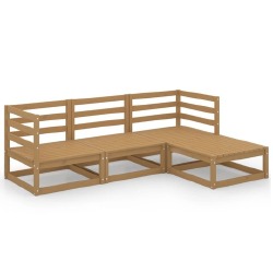 Sodo poilsio baldų komplektas 4 dalių, medaus rudas, pušis - Lauko baldų komplektai