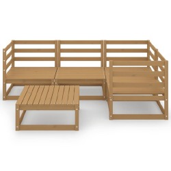 Sodo poilsio baldų komplektas (5 dalių, medaus rudas) - Lauko baldų komplektai