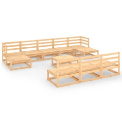 Sodo poilsio komplektas, 11 dalių, pušies medienos masyvas - Lauko baldų komplektai