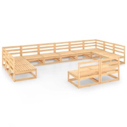 Sodo poilsio komplektas, 12 dalių, pušies medienos masyvo rėmas - Lauko baldų komplektai