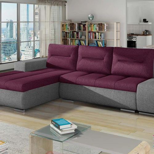 Minimalistinė kampinė sofa su minkšta nugarą