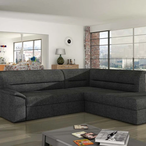 Klasikinė kampinė sofa su erdvia miegamąja zona