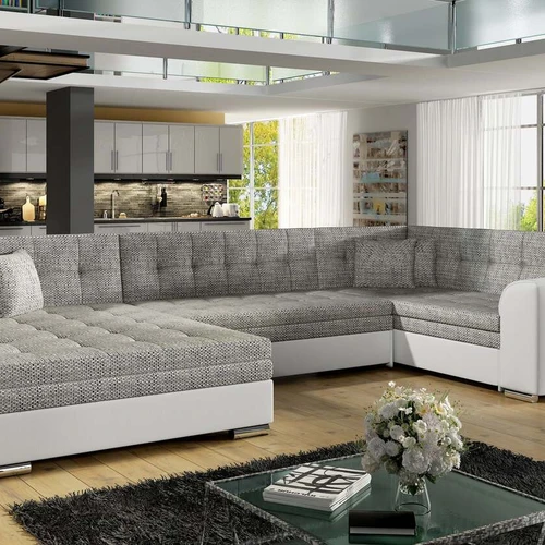 Minkšta ir patvari kampinė sofa su delfino mechanizmu