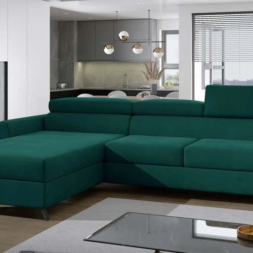 Komfortiška kampinė sofa EL7306 su miegojimo funkcija ir erdvia lova