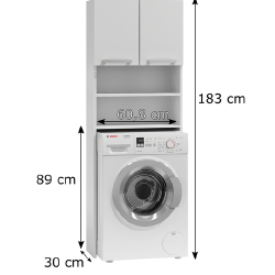 Spintelė virš skalbimo mašinos Pola, balta - Vonios spintelės