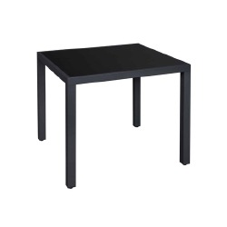 Terasinis stalas su juodo stiklo stalviršiu 85x85x73cm