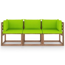 Trivietė sodo sofa iš palečių su šviesiai žaliomis pagalvėlėmis, eglė - Foteliai, sofos