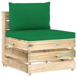 Trivietė sodo sofa su žaliomis pagalvėlėmis, žaliai impregnuota mediena - Foteliai, sofos