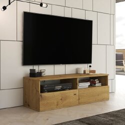 Ruda TV spintelė artisan oak su 2 stalčiais ir 2 atvirais skyriais