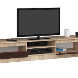 Tv stovas su tamsiai ruda spalva ir 160 cm ilgio