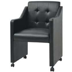 Valgomojo kėdės (2vnt, juodos, dirbt. oda) - Kėdės