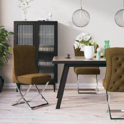Valgomojo kėdės, 2vnt., rudos, 53x52x98cm, aksomas ir plienas - Kėdės