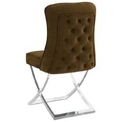 Valgomojo kėdės, 2vnt., rudos, 53x52x98cm, aksomas ir plienas - Kėdės