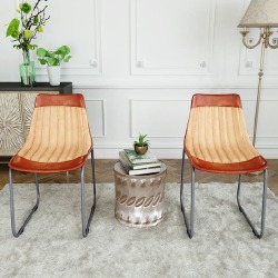 Valgomojo kėdės (2vnt, rudos ir smėlio sp.) - Kėdės