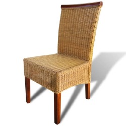 Valgomojo kėdės (2vnt, rudos, natūral. ratan.) - Kėdės