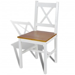 Valgomojo kėdės, 4 vnt., baltos pušies mediena - Kėdės