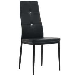 Valgomojo kėdės (4 vnt, juodos spalvos, dirbt. oda) - Kėdės