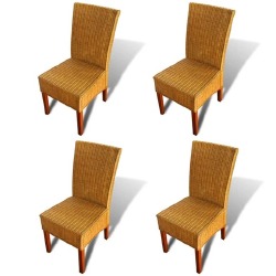 Valgomojo kėdės, 4 vnt., rudos, ratanas - Kėdės