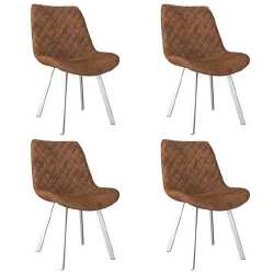 Valgomojo kėdės, 4 vnt., rudos spalvos, dirbtinė versta oda