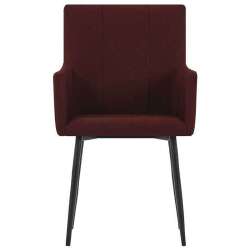 Valgomojo kėdės su porankiais (6vnt, raudonojo vyno sp.) - Kėdės