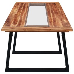 Valgomojo stalas, 180x90x75cm, akacijos masyvas ir stiklas - Stalai