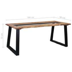 Valgomojo stalas, 180x90x75cm, akacijos masyvas ir stiklas - Stalai