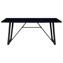 Valgomojo stalas, juodas, 180x90x75cm, grūdintas stiklas - Stalai