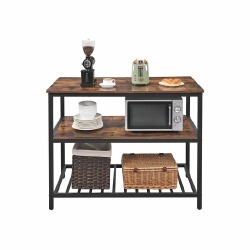 Virtuvės sala su 3 lentynomis KKI01BX, rudos/juodos spalvos - Baro stalai