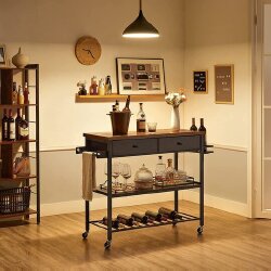 Virtuvės spintelė ant ratukų 119 x 45 x 91 cm., rudos/juodos spalvos - Vežimėliai, lentynos, priedai
