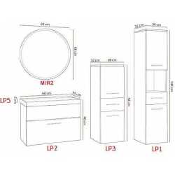Vonios komplektas LIPSY ąžuolas artisan / baltas blizgus - Vonios baldų komplektai